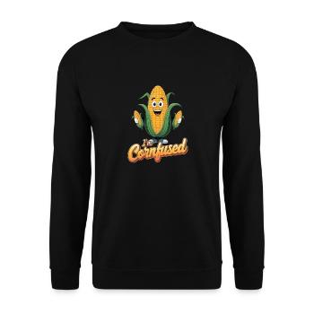 I'm Cornfused für einen Mais Esser Maiskolben Fan - Unisex Pullover - Schwarz - Vorne - Alina (178cm) & Michal (187cm)