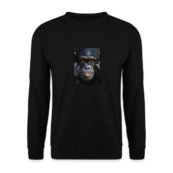 Chimpanzee Schimpansen Schimpanse - Unisex Pullover - Schwarz - Vorne - Alina (178cm) & Michal (187cm)