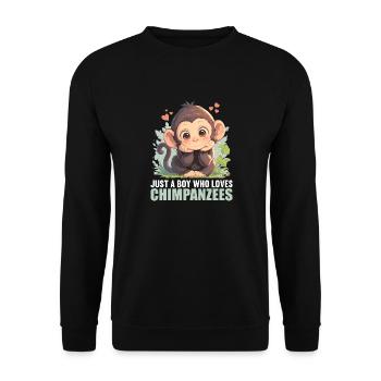 Chimpanzee Schimpansen Schimpanse - Unisex Pullover - Schwarz - Vorne - Alina (178cm) & Michal (187cm)