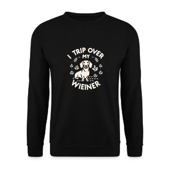 I Trip Over My Wiener 3 - Unisex Pullover - Schwarz - Vorne - Alina (178cm) & Michal (187cm)