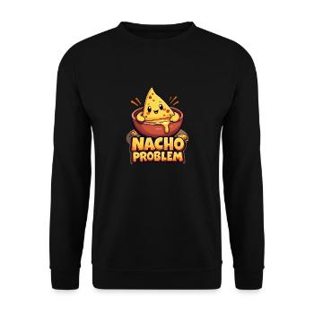 Lustige Käse-Liebhaber Nacho Problem Cartoon - Unisex Pullover - Schwarz - Vorne - Alina (178cm) & Michal (187cm)