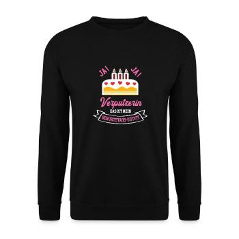 Verputzerin Geburtstag Geburtstagsgeschenk Chefin - Unisex Pullover - Schwarz - Vorne - Alina (178cm) & Michal (187cm)