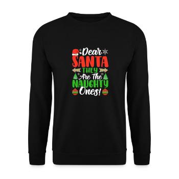 Cher Père Noël, ce sont les vilains ! Liste Noël - Sweat-shirt Unisexe - noir - Devant - Alina (178cm) & Michal (187cm)