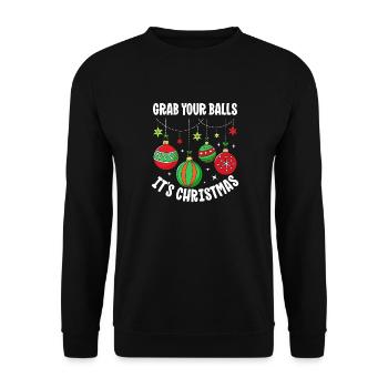 Grab Your Balls It's Christmas Baubles Tree - Unisex Pullover - Schwarz - Vorne - Alina (178cm) & Michal (187cm)