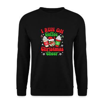 Je cours sur le café et la joie de Noël Caffinate Spir - Sweat-shirt Unisexe - noir - Devant - Alina (178cm) & Michal (187cm)