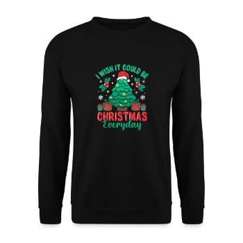 I Wish It Could Be Christmas Everyday Tree Santa - Unisex Pullover - Schwarz - Vorne - Alina (178cm) & Michal (187cm)