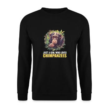 Chimpanzee Schimpansen Schimpanse - Unisex Sweatshirt - black - Front - Alina (178cm) & Michal (187cm)