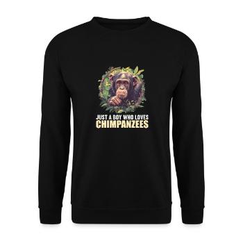 Chimpanzee Schimpansen Schimpanse - Unisex Pullover - Schwarz - Vorne - Alina (178cm) & Michal (187cm)