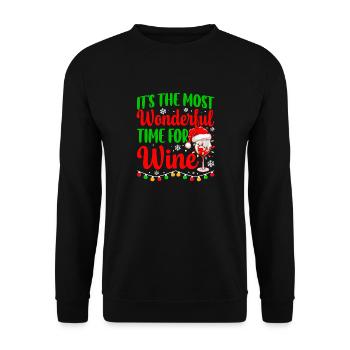 It's The Most Wonderful Time For Wine Christmas S - Unisex Pullover - Schwarz - Vorne - Alina (178cm) & Michal (187cm)