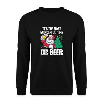 It's The Most Wonderful Time For Beer Santa Christ - Unisex Pullover - Schwarz - Vorne - Alina (178cm) & Michal (187cm)