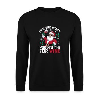 It's The Most Wonderful Time For Wine Santa Christ - Unisex Pullover - Schwarz - Vorne - Alina (178cm) & Michal (187cm)