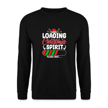 Loading Christmas Spirit Please Wait.... Santa Hol - Unisex Pullover - Schwarz - Vorne - Alina (178cm) & Michal (187cm)