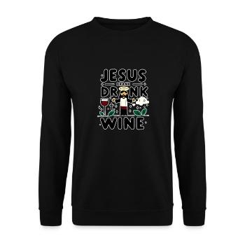 Jesus Drank Wine 7 - Unisex Pullover - Schwarz - Vorne - Alina (178cm) & Michal (187cm)