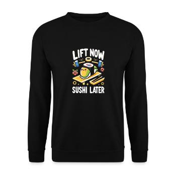 Lift Now Sushi Later 7 - Unisex Pullover - Schwarz - Vorne - Alina (178cm) & Michal (187cm)