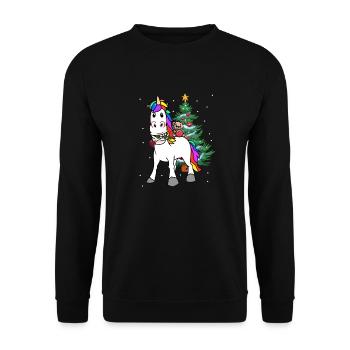 Licorne Noël Noël - Sweat-shirt Unisexe - noir - Devant - Alina (178cm) & Michal (187cm)