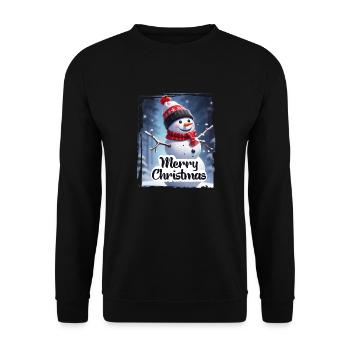Bonhomme de neige Joyeux Noël - Sweat-shirt Unisexe - noir - Devant - Alina (178cm) & Michal (187cm)