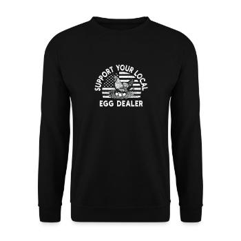 Lokaler Eierhändler American Flag Farmer - Unisex Pullover - Schwarz - Vorne - Alina (178cm) & Michal (187cm)