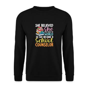 She Became A School Counselor für eine - Unisex Pullover - Schwarz - Vorne - Alina (178cm) & Michal (187cm)