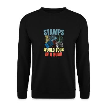 Stamps World Tour in a Book - Unisex Pullover - Schwarz - Vorne - Alina (178cm) & Michal (187cm)
