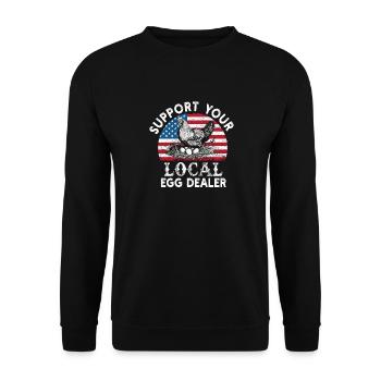 Lokaler Eierhändler American Flag Farmer - Unisex Pullover - Schwarz - Vorne - Alina (178cm) & Michal (187cm)