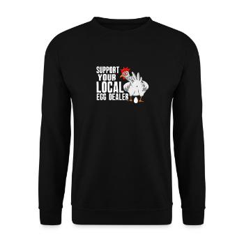 Lokaler Eierhändler Hühnerbesitzer Züchter - Unisex Pullover - Schwarz - Vorne - Alina (178cm) & Michal (187cm)