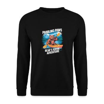 Paddling Paws Bear's Kayak Adventure - Unisex Pullover - Schwarz - Vorne - Alina (178cm) & Michal (187cm)