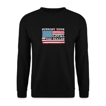 Lokaler Eierhändler American Flag Farmer - Unisex Pullover - Schwarz - Vorne - Alina (178cm) & Michal (187cm)