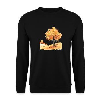 Herbst Eichhörnchen Autumn Squirrel - Unisex Pullover - Schwarz - Vorne - Alina (178cm) & Michal (187cm)