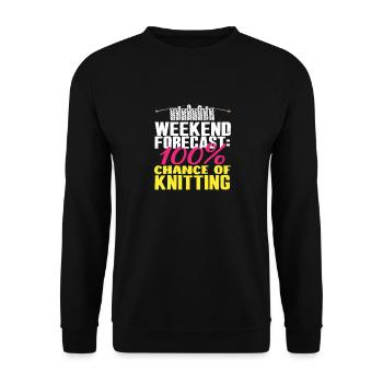 Wochenend-Prognose: 100% Stricken - Unisex Pullover - Schwarz - Vorne - Alina (178cm) & Michal (187cm)