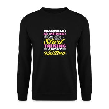 Attention can spontaneously talk about knitting - Unisex Sweatshirt - black - Front - Alina (178cm) & Michal (187cm)