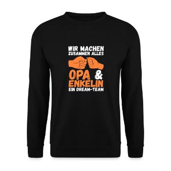 Grandpa and grandson - Unisex Sweatshirt - black - Front - Alina (178cm) & Michal (187cm)