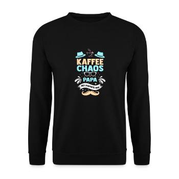 Kaffee Vater Papa - Unisex Pullover - Schwarz - Vorne - Alina (178cm) & Michal (187cm)