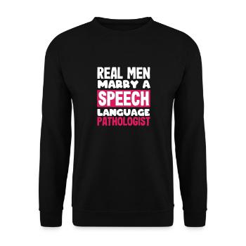 De vrais hommes épousent une orthophoniste - Sweat-shirt Unisexe - noir - Devant - Alina (178cm) & Michal (187cm)