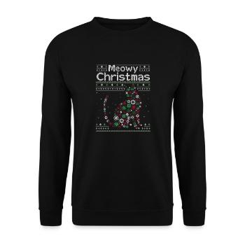 Süße Katze Liebhaber Santa Hut Weihnachten - Miau Catmas Katze - Unisex Pullover - Schwarz - Vorne - Alina (178cm) & Michal (187cm)