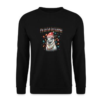 Fa La La La Llama - Design de vacances amusant - Sweat-shirt Unisexe - noir - Devant - Alina (178cm) & Michal (187cm)