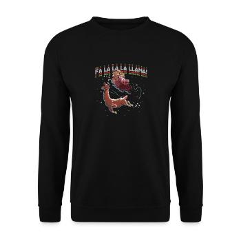 Fa La La La Llama - Weihnachtsmannschlitten mit Lama - Unisex Pullover - Schwarz - Vorne - Alina (178cm) & Michal (187cm)
