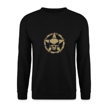 Grunge Skull Biker & Militär Design - Unisex Pullover - Schwarz - Vorne - Alina (178cm) & Michal (187cm)