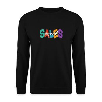 Sales Squad Buntes Typografie-Design Sales Squad - Unisex Pullover - Schwarz - Vorne - Alina (178cm) & Michal (187cm)