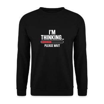 I'm thinking please wait funny nerd loading brain - Unisex Sweatshirt - black - Front - Alina (178cm) & Michal (187cm)