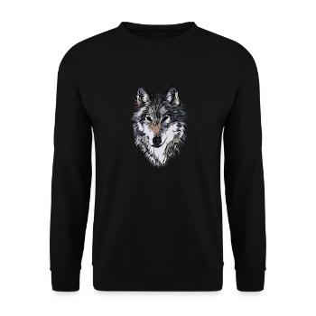 Hunde Gesicht Grafik Design - Unisex Pullover - Schwarz - Vorne - Alina (178cm) & Michal (187cm)