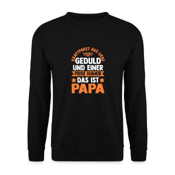 Vater Papa - Unisex Pullover - Schwarz - Vorne - Alina (178cm) & Michal (187cm)