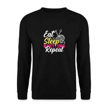 Tricoter Manger Dormir Tricoter Répéter - Sweat-shirt Unisexe - noir - Devant - Alina (178cm) & Michal (187cm)