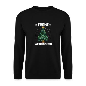 Joyeux Noël Gamer Jeu Vidéo Arbre de Noël - Sweat-shirt Unisexe - noir - Devant - Alina (178cm) & Michal (187cm)