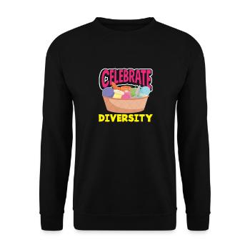 Celebrate Diversity Knitting Art - Unisex Sweatshirt - black - Front - Alina (178cm) & Michal (187cm)
