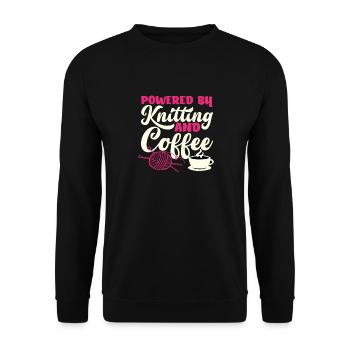 Gestrickt Von Kaffee Angetrieben - Unisex Pullover - Schwarz - Vorne - Alina (178cm) & Michal (187cm)