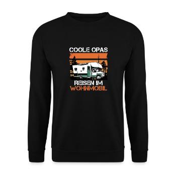 COOLE OPAS REISEN IM WOHNMOBIL Lustiges Opi - Unisex Pullover - Schwarz - Vorne - Alina (178cm) & Michal (187cm)