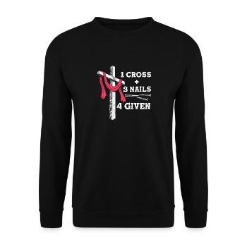 Christian Faith - 1 Cross 3 Nails 4 Given Message - Unisex Sweatshirt - black - Front - Alina (178cm) & Michal (187cm)
