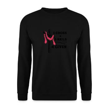 Christian Faith Message - Jesus 1 Cross 3 Nails 4 - Unisex Sweatshirt - black - Front - Alina (178cm) & Michal (187cm)