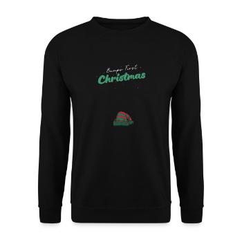 Première bosse de Noël - Grossesse drôle de bébé elfe - Sweat-shirt Unisexe - noir - Devant - Alina (178cm) & Michal (187cm)