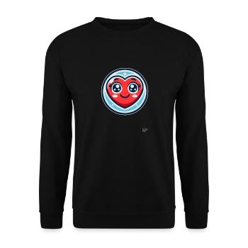 Smiling heart with kawaii eyes - Unisex Sweatshirt - black - Front - Alina (178cm) & Michal (187cm)